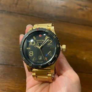 Men's Nixon The Diplomat SS Gold-Tone Black Dial Watch